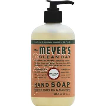Mrs. Meyer's Hand Soap, Made with Essential Oils, Biodegradable Formula, Geranium, 12.5 fl. oz