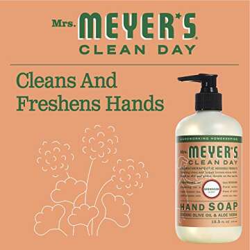 Mrs. Meyer's Hand Soap, Made with Essential Oils, Biodegradable Formula, Geranium, 12.5 fl. oz