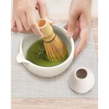 Joiish Matcha Bowl Set with Whisk Holder - Ivory White