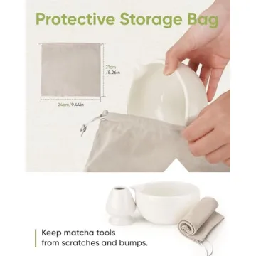 Joiish Matcha Bowl Set with Whisk Holder - Ivory White