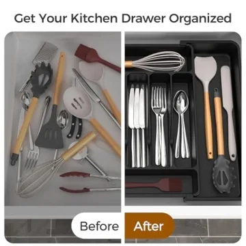 Ukeetap Expandable Silverware Organizer for Kitchen Drawers
