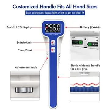 Handexer Grip Strength Tester 265lb/120kg, Digital Hand Dynamometer FDA Registered with Backlit LCD for Grip Strength Testing and Training