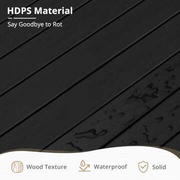 LUE BONA Outdoor Coffee Table, HDPS Black Patio Coffee Tables for Outside Rectangle, Adjustable Levelling Feet/Weather Resistant, Patio Table for Deck, Pool, Balcony, Indoor or Outdoor Use