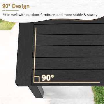 LUE BONA Outdoor Coffee Table, HDPS Black Patio Coffee Tables for Outside Rectangle, Adjustable Levelling Feet/Weather Resistant, Patio Table for Deck, Pool, Balcony, Indoor or Outdoor Use