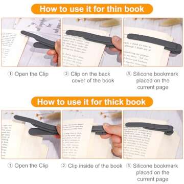 3Pcs Automatic Bookmark, Silicone Smart Book Marks for Reading Women, Men, Kids,Cute Unique Book Markers Bookmark Clip Reading Accessories Gifts for Book Lovers (Dark Grey 3pcs)