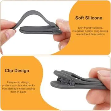 3Pcs Automatic Bookmark, Silicone Smart Book Marks for Reading Women, Men, Kids,Cute Unique Book Markers Bookmark Clip Reading Accessories Gifts for Book Lovers (Dark Grey 3pcs)