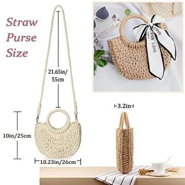 Small Straw Bag For Women Crossbody Beach Wicker Purse Rattan Handbag For Summer