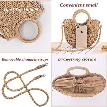 Small Straw Bag For Women Crossbody Beach Wicker Purse Rattan Handbag For Summer