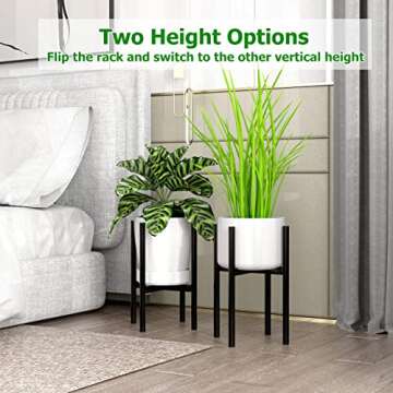 EKNITEY Adjustable Plant Pot Stand: Indoor Outdoor Modern Flower Holder Metal Plant Rack Organizer P...