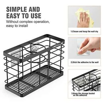 Vecallo Hair Dryer Holder - Hair Tool Organizer Wall Mount/Adhesive Blow Dryer Holder/Curling Iron Holder Cabinet Door Bathroom Organizer for Hair Dryer, Curling Wands, Hair Straighteners Black