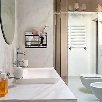 Vecallo Hair Dryer Holder - Hair Tool Organizer Wall Mount/Adhesive Blow Dryer Holder/Curling Iron Holder Cabinet Door Bathroom Organizer for Hair Dryer, Curling Wands, Hair Straighteners Black