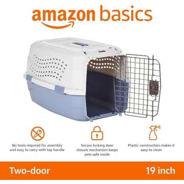 Amazon Basics 2-Door Top-Load Hard-Sided Cat & Dog Carrier for Pets Under 11 Pounds