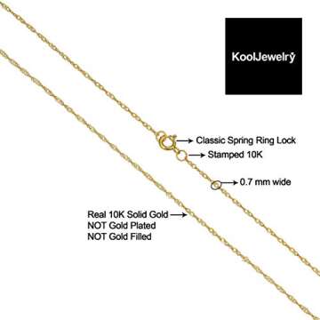 Kooljewelry 10k Yellow Gold Singapore Chain Pendant Necklace (0.7 mm, 18 inch)