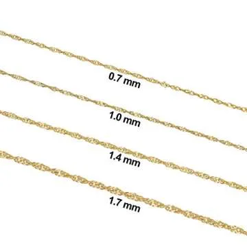 Kooljewelry 10k Yellow Gold Singapore Chain Necklace 18 inch