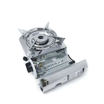 Gas One GS-800 Emergency Gear Camping Mini Butane Portable Gas Stove with Carrying Case, Stainless Steel, White