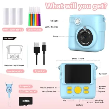 Radekly Instant Print Camera for Kids Ages 3-12