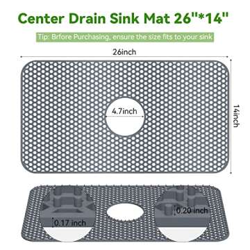 Silicone Sink Mat Toovem Kitchen Sink Mats 26"x14" Sink Protectors for Kitchen Sink with Heat Resist...