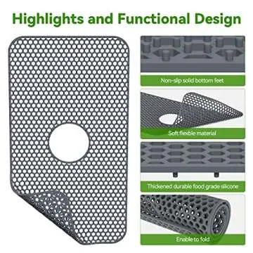 Silicone Sink Mat Toovem Kitchen Sink Mats 26"x14" Sink Protectors for Kitchen Sink with Heat Resistant Flexible Stable for Bottom of Farmhouse Stainless Steel Porcelain Sink Pad
