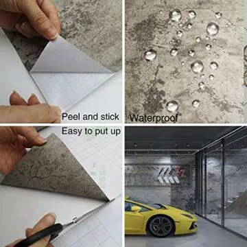 TOTIO Grey Contact Paper Beige Gray Cement Industrial Wall Paper Concrete Peel Stick 16"x354" [Thicken] Matte 3D Textured Self Adhesive Waterproof Wallpaper for Office Store Restaurant DIY Decor Paper