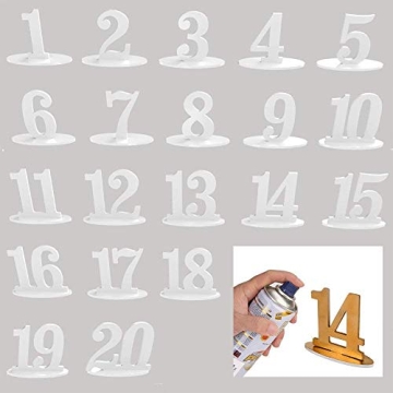 Elegant Wedding Table Numbers with Holder Base