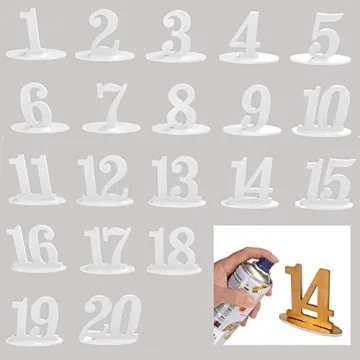 Elegant Wedding Table Numbers with Holder Base