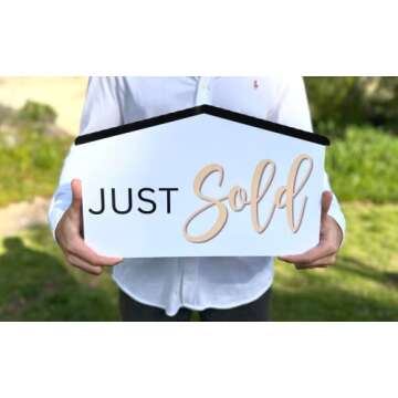 Real Estate House Shaped Just Sold Sign,Said Yes to the Address,Agent Supplies and Signs- Photo Prop...