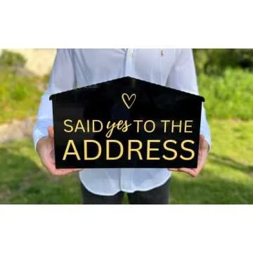 Real Estate House Shaped Just Sold Sign,Said Yes to the Address,Agent Supplies and Signs- Photo Prop for Realtor,Our First Home Sweet Home To Hold,Black Sign (17 inch)