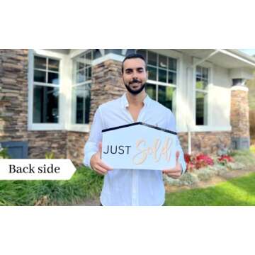 Real Estate House Shaped Just Sold Sign,Said Yes to the Address,Agent Supplies and Signs- Photo Prop for Realtor,Our First Home Sweet Home To Hold,Black Sign (17 inch)