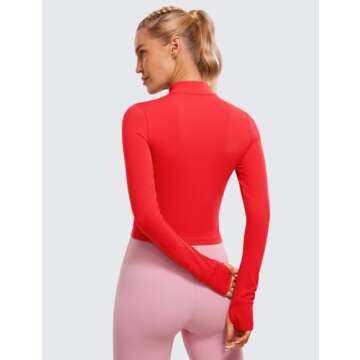 CRZ YOGA Womens Butterluxe Full Zip Cropped Workout Jacket Slim Fit Lightweight Athletic Yoga Tops w...