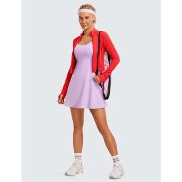 CRZ YOGA Womens Butterluxe Full Zip Cropped Workout Jacket Slim Fit Lightweight Athletic Yoga Tops with Thumb Holes Deep Red Small