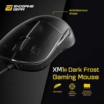 ENDGAME GEAR XM1r Gaming Mouse, Programmable Mouse with 5 Buttons and 19,000 DPI, Dark Frost