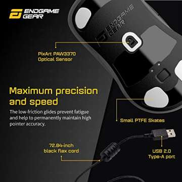 ENDGAME GEAR XM1r Gaming Mouse, Programmable Mouse with 5 Buttons and 19,000 DPI, Dark Frost