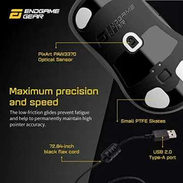 ENDGAME GEAR XM1r Gaming Mouse, Programmable Mouse with 5 Buttons and 19,000 DPI, Dark Frost