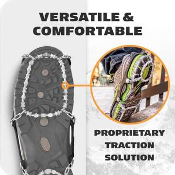 Yaktrax Diamond Grip (Med) - Full-Foot Traction on Ice, Snow, & Multi-Terrain Surfaces - Swiveling Diamond Bead Grip Points - Cold-Resistant Easy On/Off Elastic Upper Band