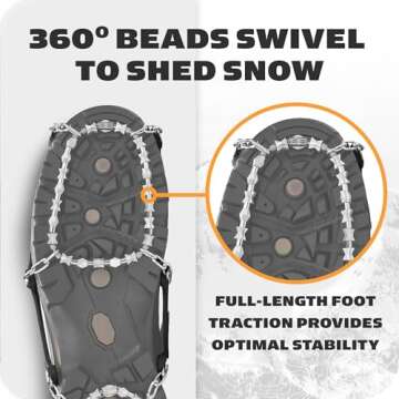 Yaktrax Diamond Grip (Med) - Full-Foot Traction on Ice, Snow, & Multi-Terrain Surfaces - Swiveling Diamond Bead Grip Points - Cold-Resistant Easy On/Off Elastic Upper Band