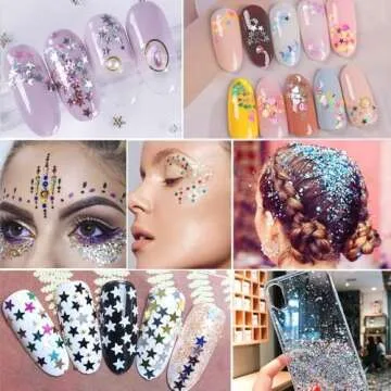 EBANKU Star Glitter Confetti for Stunning Nail Art