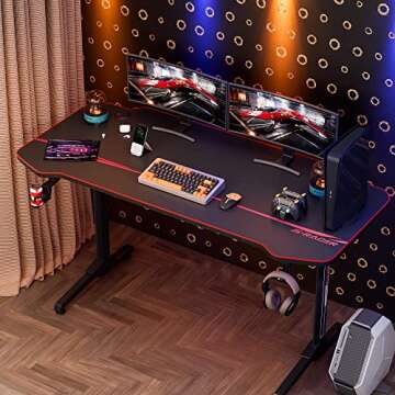 Homall Gaming Desk 55 Inch Computer Desk Racing Style Office Table Gamer Pc Workstation T Shaped Gam...