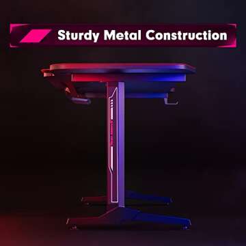 Homall Gaming Desk 55 Inch Computer Desk Racing Style Office Table Gamer Pc Workstation T Shaped Game Station with Free Mouse Pad, Cup Holder and Headphone Hook (55 Inch, Black)