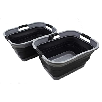 SAMMART Set of 2-30L Collapsible Plastic Laundry Basket – Space-Saving Portable Organizer