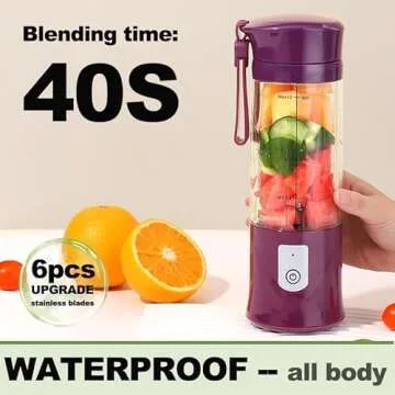 Portable Blender, USB Travel Juice Bottle Personal Travel Blender for Shakes and Smoothies Baby Food...