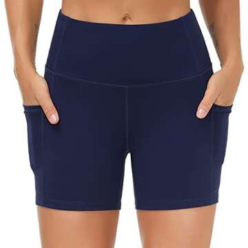 THE GYM PEOPLE High Waist Yoga Shorts with Deep Pockets for Women