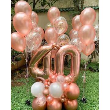 Rose Gold 40 Number Balloons for Celebrations