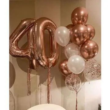 Rose Gold 40 Number Balloons for Celebrations
