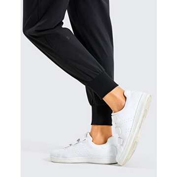 CRZ YOGA Women's Lightweight Workout Joggers 27.5" - Travel Casual Outdoor Running Athletic Track Hiking Pants with Pockets Black Small