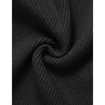 ZESICA Women's 2025 Ribbed Knit Dress Long Sleeve Mock Neck Slim Fit Side Slit Spring Elegant Sweater Dresses,Black,Large