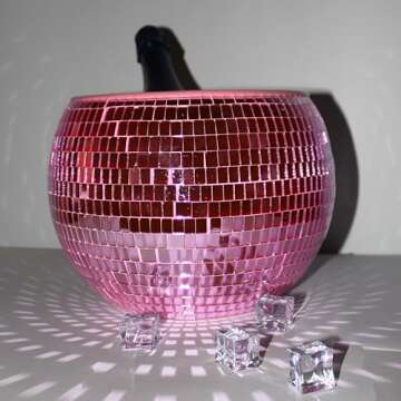 NPW Pink Disco Ball Ice Bucket for Stylish Party Decor