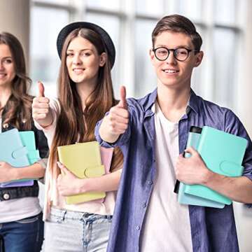 6 Pieces A6 PU Leather Notebook Binder Refillable 6 Rings Binder Cover Loose Leaf Personal Planner with Magnetic Buckle Closure (Pink, Green, Purple, Sky Blue, Yellow, Black)