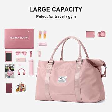 Sport Travel Duffle Bag Large Gym Tote Bag for Women, Weekender Bag Carry on Bag for Airplane, Ladies Beach Bag Overnight Bag Waterproof Bag Luggage Bag with Wet Bag