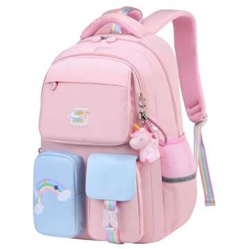 Unicorn Backpack for Girls Rainbow School Bag Cute Student Laptop Backpacks Casual Durable Lightweig...