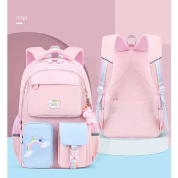 Unicorn Backpack for Girls Rainbow School Bag Cute Student Laptop Backpacks Casual Durable Lightweight Travel Bags